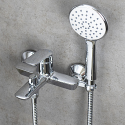 VERBA Смеситель для ванны с коротким изливом, поворотный переключатель, латунь/хром, LM11414C