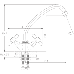 Смеситель для кухни, латунь, хром HB4125