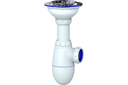 B412P Сифон для мойки с выпуском 3 1/2 на Ø 40, без перелива с нержавеющей чашкой без отвода в канал