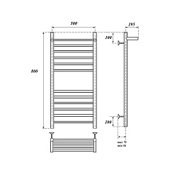 Полотенцесушитель электрический Point Аврора PN10158SPE П11 500x800 с полкой левый/правый, хром