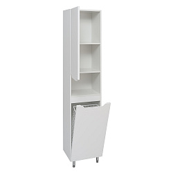 Шкаф-пенал/лев/белый/напольный/с корзиной д/белья Viktoria/AQUA DE MARCO