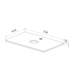 Столешница OLIVIA 80см под 1 раковину из стекла, цвет: Белый