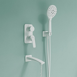 Душевая система с тропическим душем, ручным душем и изливом, белый матовый, Ray, IDDIS, RAYWT03i68