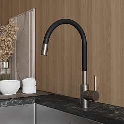 Meal Смеситель для кухни с гибким изливом, сатин, Milardo, M01BN0FM05