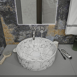 Corpa Nera Bosso/Боссо раковина  накладная D41, черный мрамор