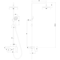 Бронкс Смеситель для ванны с верхней душевой лейкой "Тропический дождь", 3-ф. лейкой, белый