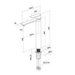 Смеситель для настольного умывальника, чёрный матовый, Maze, Milardo, MAZBL01M01