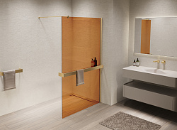 Душевая перегородка Walk-In VSW-1HR900GSG, 900*2000, брашированное золото, стекло янтарь, , шт