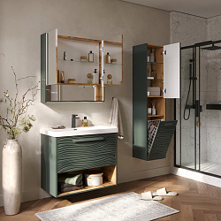 Пенал подвесной Gleam 36 с корзиной, зеленый камень/дуб вотан