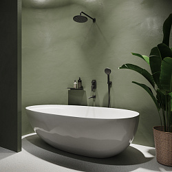 Душевая система скрытого монтажа с тропическим душем, ручным душем и изливом, черный матовый, Ray, I