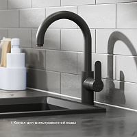 Смеситель для кухни с каналом для фильтрованной воды Pragma Melpul, матовый черный, MEL7.B1JF.005