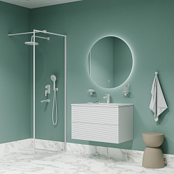 Душевая система с тропическим душем, ручным душем и изливом, белый матовый, Ray, IDDIS, RAYWT03i68