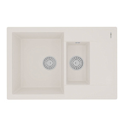 RAMZA 760 Мойка кухонная из кварцгранита цвет: жасмин  комплектация: крепеж, сливная арматура с пере