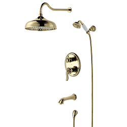 ВЫВОД BRAVA Встраиваемый смеситель с верхним душем Ø30 см, длина излива 17 см, латунь/золото,LM4722G