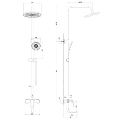 Душевая система с тропическим душем и поворотным изливом, хром