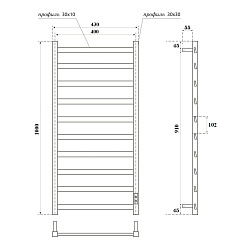 Полотенцесушитель электрический Point Атлант PN18840B П10 400x1000, диммер справа, черный