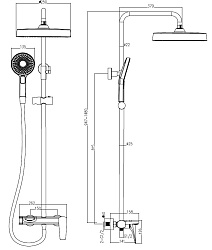 Душевая стойка Puro VSFS-5P1GM с изливом, вороненая сталь, , шт