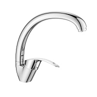 Смеситель для кухни с высоким поворотным изливом, высота излива 20,5 см, длина 19 см, хром