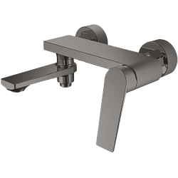 Смеситель для ванны, короткий излив, латунь, оружейная сталь HB60533-3