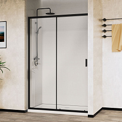 Душевая дверь City VDS-5CT110CLB, 1100, черный, стекло прозрачное, , шт