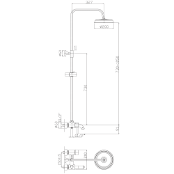 Душевая система, тропический душ, латунь, хром, HB2407