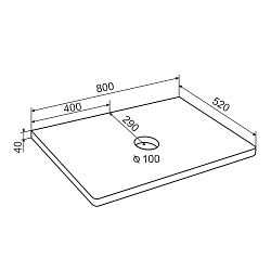 Столешница из массива NORDIC 800*520*40 /ясень /с отв. под раковину/