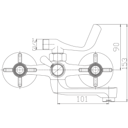 Смеситель для ванны, короткий излив, латунь, хром HB3024