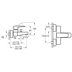 ВЫВОД Root Square Смеситель для ванны/душа, матовый черный