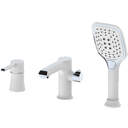 Смеситель для ванны на борт, 3 отверстия, латунь белый/хром HB80805-8