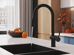 Смеситель для кухни BRASKO с выдвижным изливом черный
