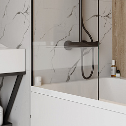 Corpa Nera Bertoni/Бертони Шторка на ванну 60х140, прозрачное стекло, профиль- черный матовый