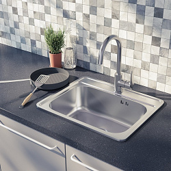 BAS53S0i77, Мойка, нерж. сталь, сатин, 530*430, Basic, ID