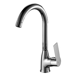 Смеситель для кухни с поворотным изливом, высота излива 26 см, длина 19 см, латунь/хром