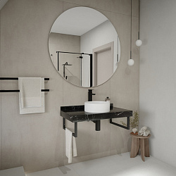 Corpa Nera Grossi/Гросси столешница 90 под раковину керамогранит, черный мрамор