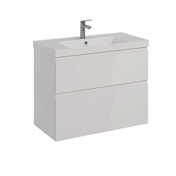 Тумба Lemark VEON 90 см под 1 раковину, подвесная/напольная, 2 ящика, цвет корпуса, фасада: Белый гл