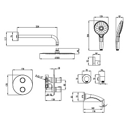 Встраиваемый термост смеситель с верхним душем Ø30 см, 3-х режимной лейкой для душа Ø120 ммLM7822C