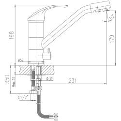 Смеситель для кухни с подключением фильтра, латунь, хром HB4321