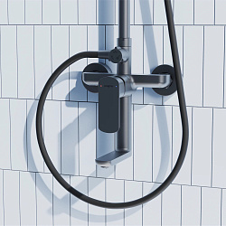 Душевая система со смесителем Pragma Teiden, матовый черный, TDN3.BFSS.014