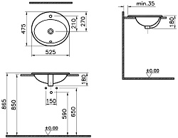 ВЫВОД S20 Раковина накладная круглая 53 см, 5468B003-0001