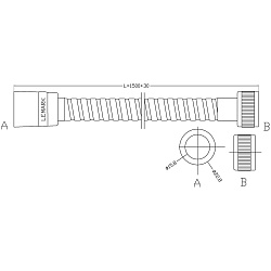 Шланг душевой 1.5 м,нерж. сталь/хром, пакет с подвесом