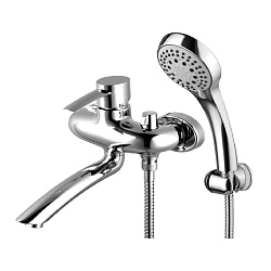 Смеситель для ванны с поворотным изливом 16 см, боковой поворотный переключатель, латунь/хром