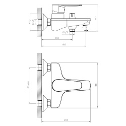 Смеситель DECOROOM DR72036 одноручный для ванны с коротким изливом