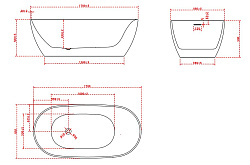 Ванна акриловая Vincea VBT-601-1700, 1700*850*580, цвет белый, слив-перелив в комплекте, белый, , шт