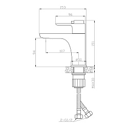 Смеситель термостатический для раковины, монолитный, высота излива 9 см, длина 11 см, латунь/хром