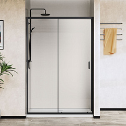 Душевая дверь City VDS-5CT110CLB, 1100, черный, стекло прозрачное, , шт