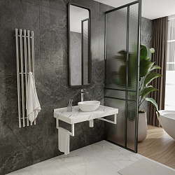 Corpa Nera Grossi/Гросси столешница 100 под раковину керамогранит, белый мрамор