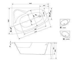Ванна прямоуг.LORENA 170x70 без ножек, белый,ультра белые