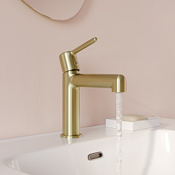Cмеситель для умывальника, золотой матовый, Aiger, IDDIS, AIGMG00i01