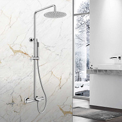 Душевая стойка Vogue VSFS-1V1TCH термостат с изливом, 25см верх душ из нерж. стали, хром, , шт