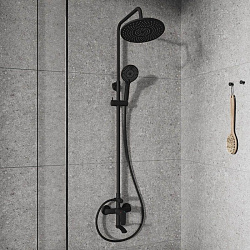 Смеситель для ванны с верхним душем, черный матовый, Rora, Milardo, RORBL4FM06